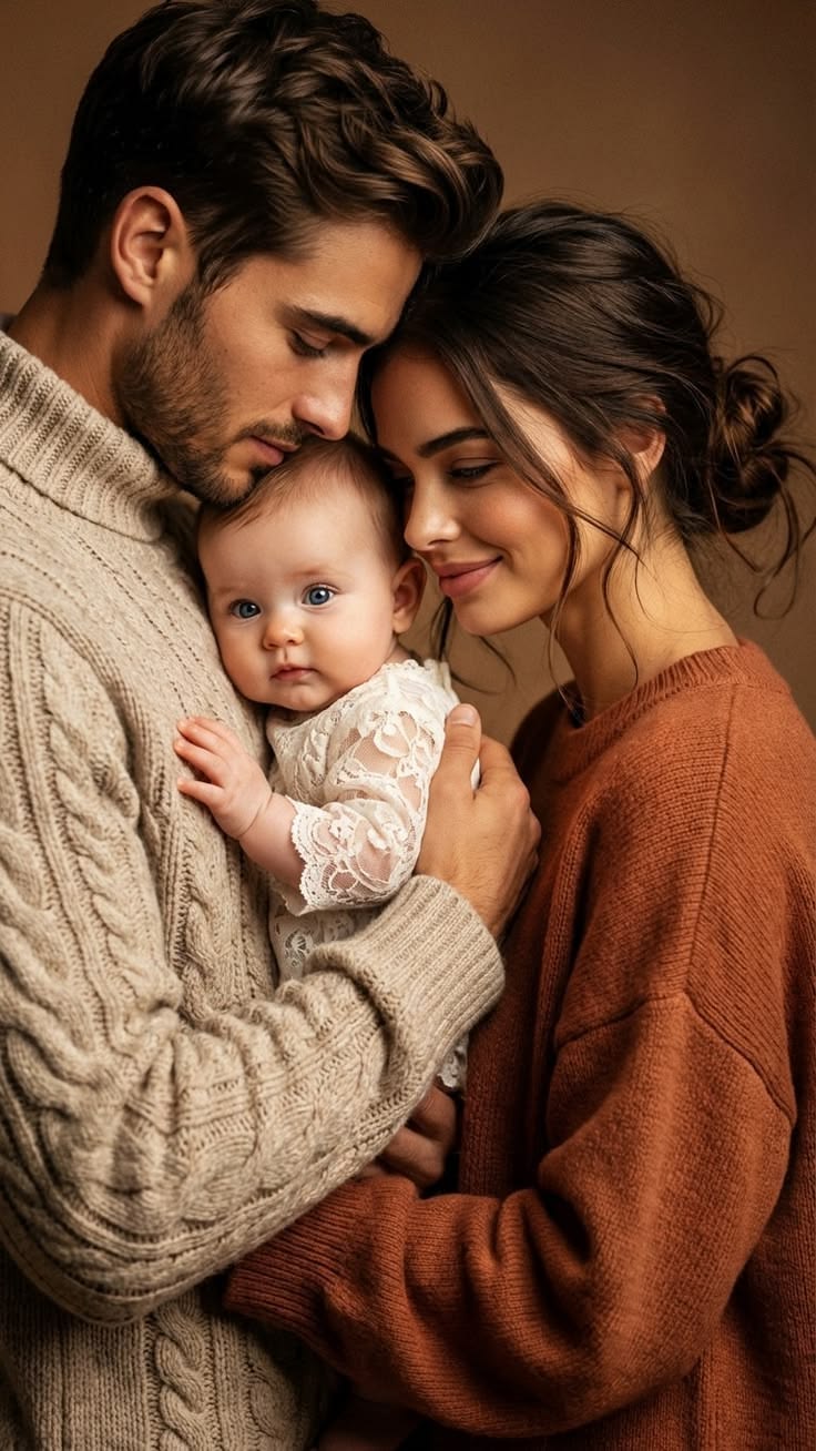 A warm family portrait with a baby